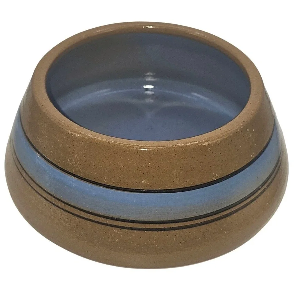Bretby Stoneware England Blue Banded Tan Ceramic Bowl Studio Pottery 3 Inch‎